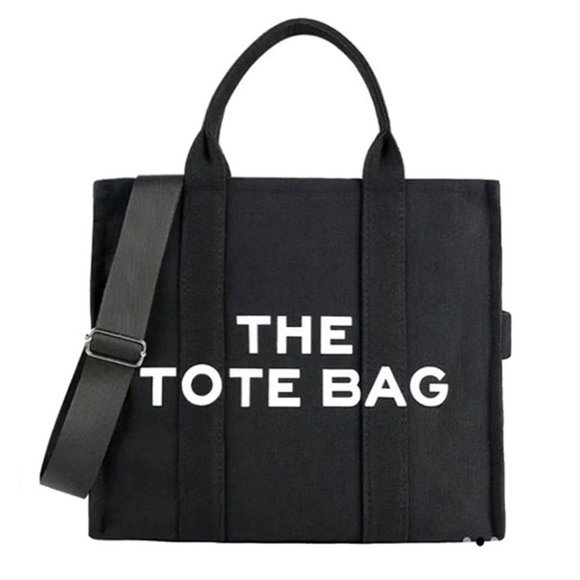 None Handbags - Black Canvas The Tote Bag with Handle and Strap - NWT